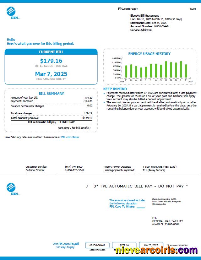 USA FPL utility bill, version 6